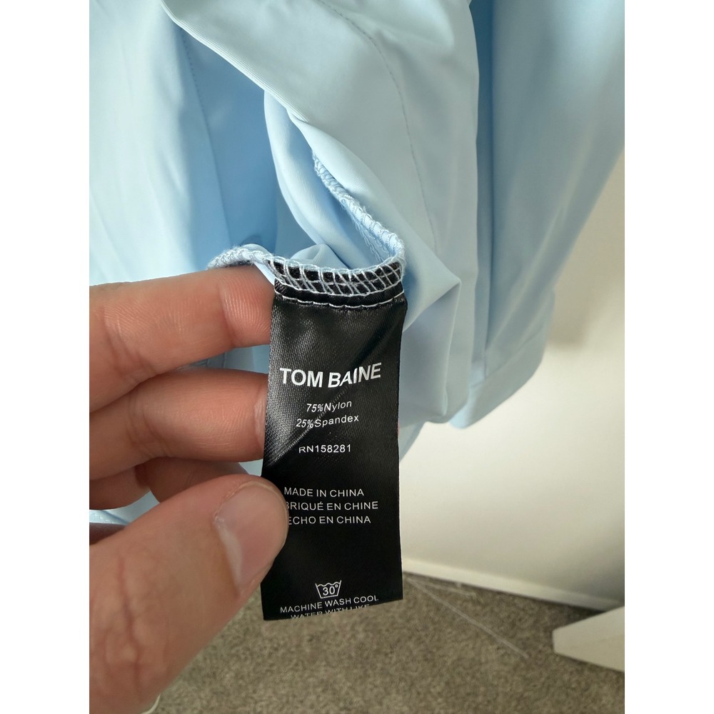 Men's Tom Blaine Traveler Collection Fitted Dress Shirt Blue Size Large 16/16.5 - Picture 4 of 6
